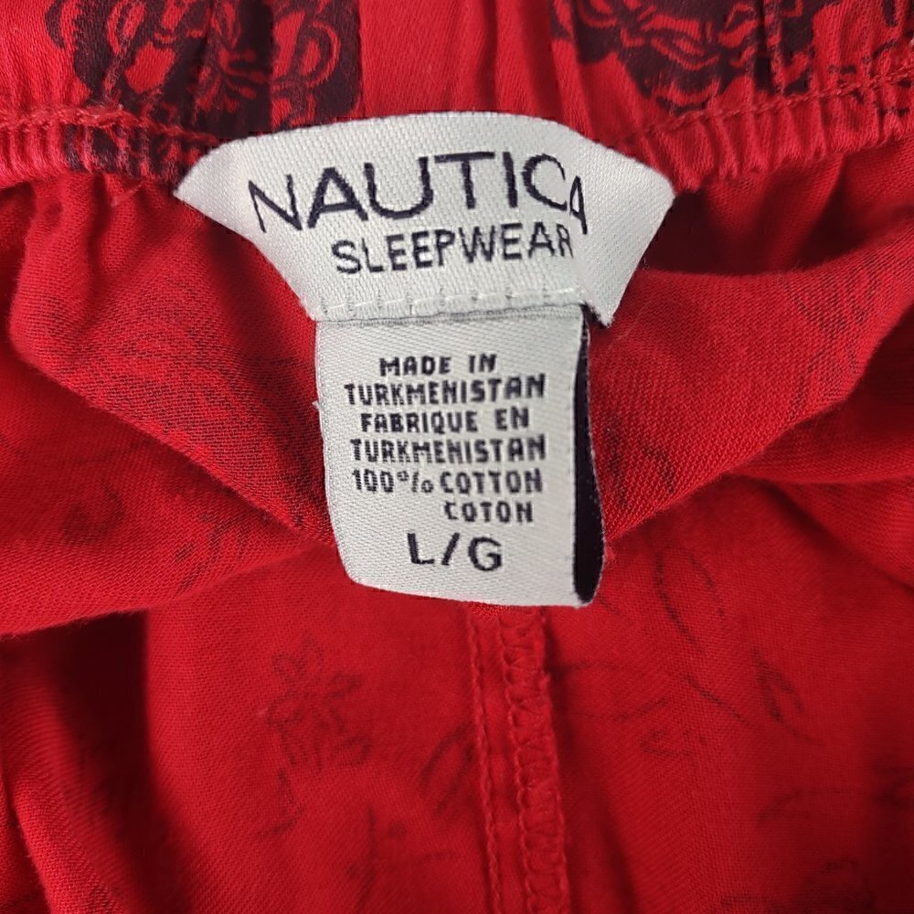 Nautica Rose Pattern Red 100% Cotton Cozy Pajama, Sleepwear Lounge Set Size L - Picture 15 of 16